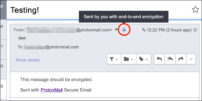 Почта зашифрована внутри ProtonMail