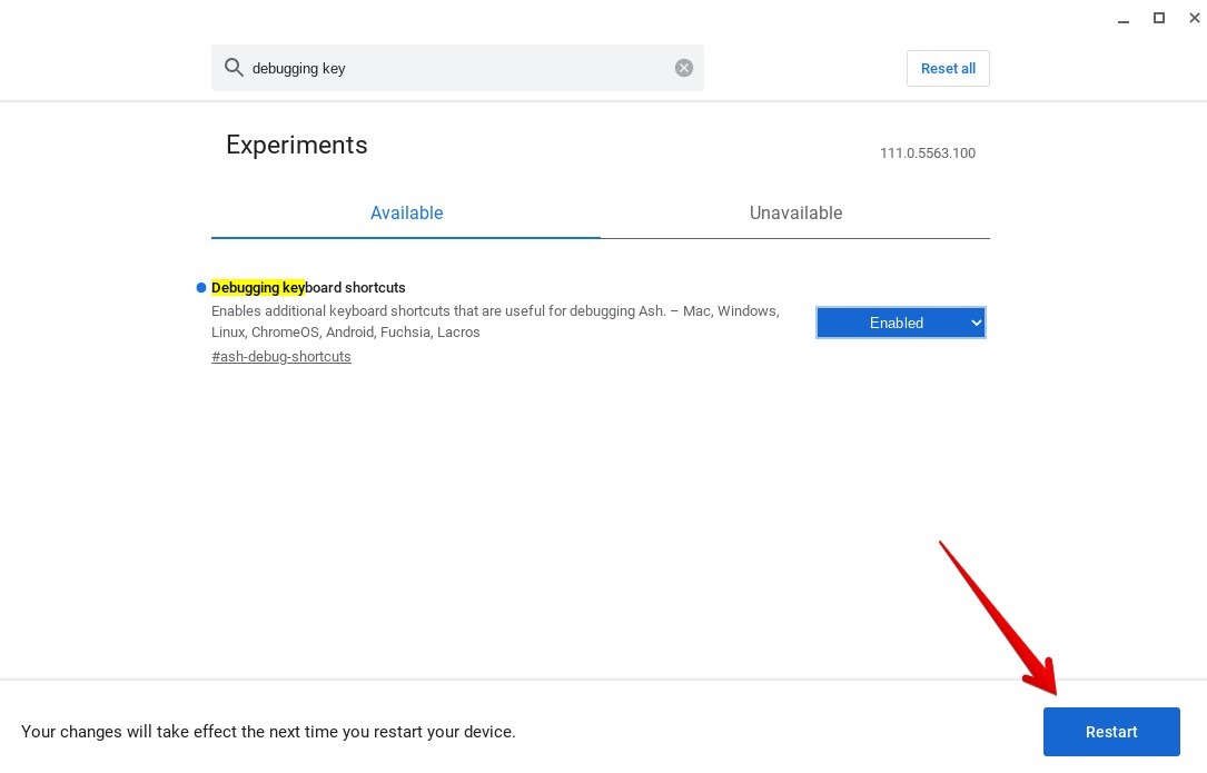 Кнопка Перезапустить (Relaunch) в Chrome для применения флагов