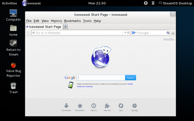 Iceweasel на SteamOS