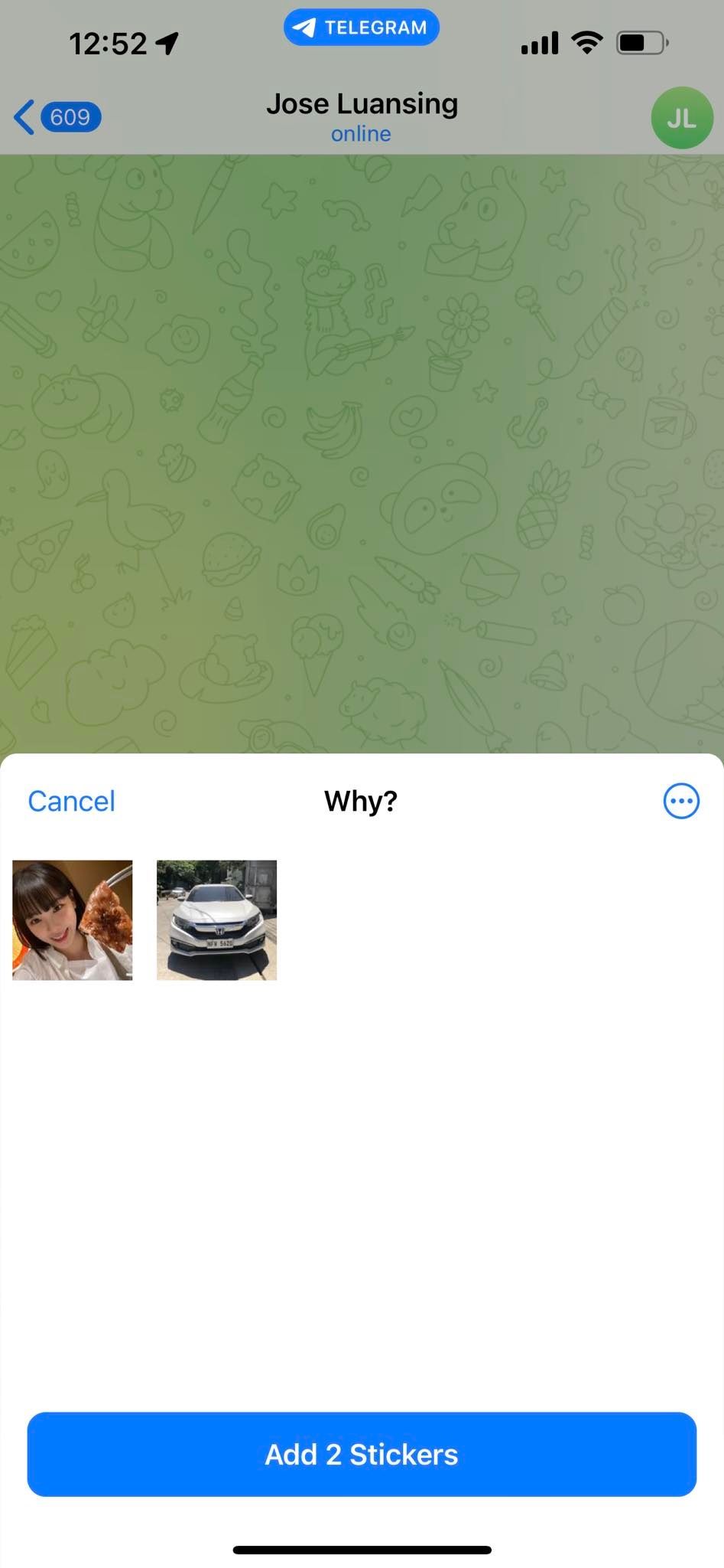 Совместное использование набора с двумя стикерами