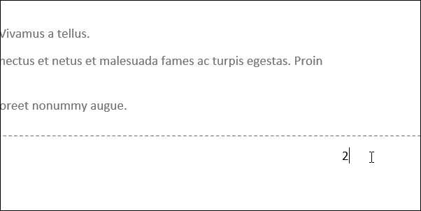 Редактирование нижнего колонтитула для правки номера