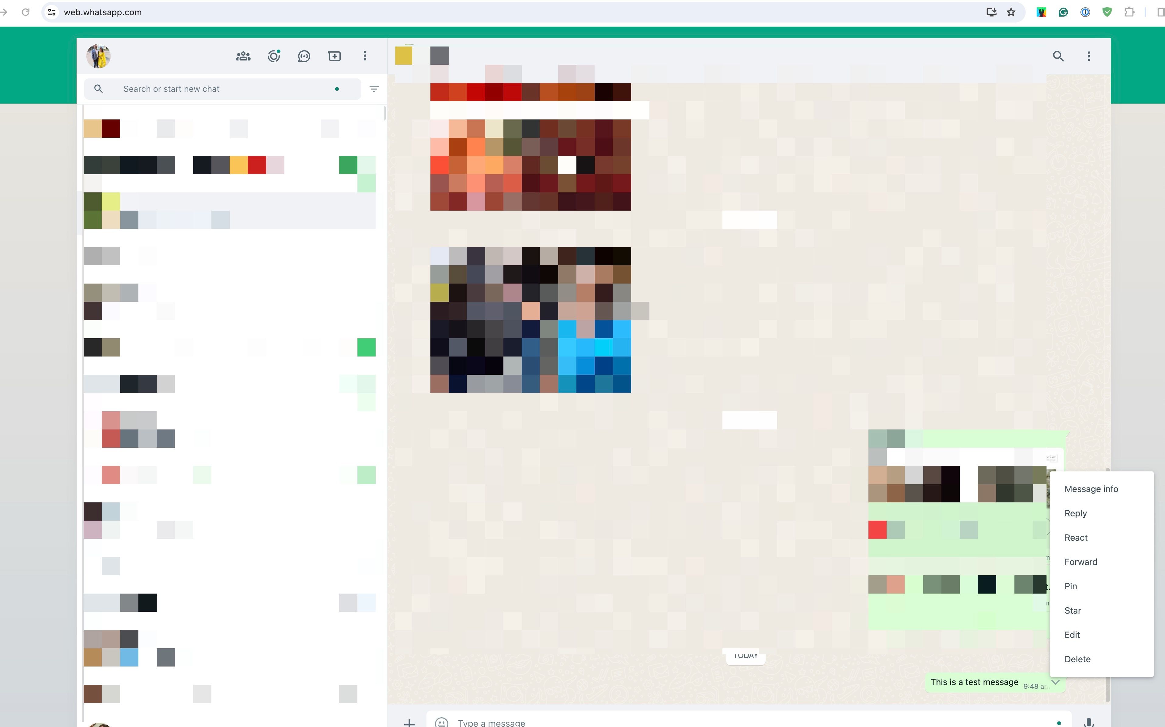 Редактирование сообщения в WhatsApp Web