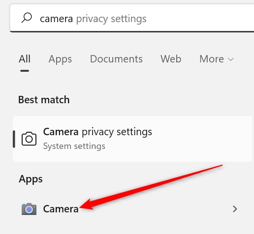 Откройте приложение «Камера» через меню Пуск