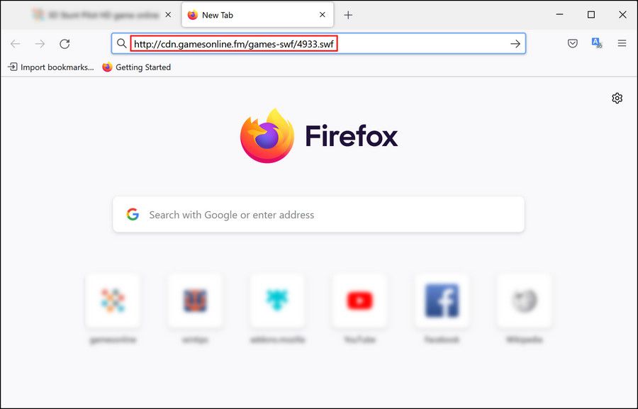URL SWF в адресной строке Firefox