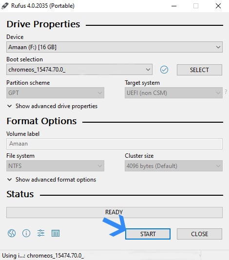 Процесс записи на флешку в Rufus