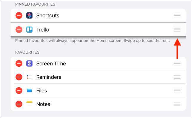 Хватайте ручку и перетащите виджет в секцию Закреплённые