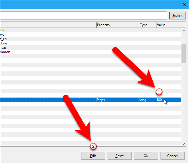 Изменение значения количества шагов отмены