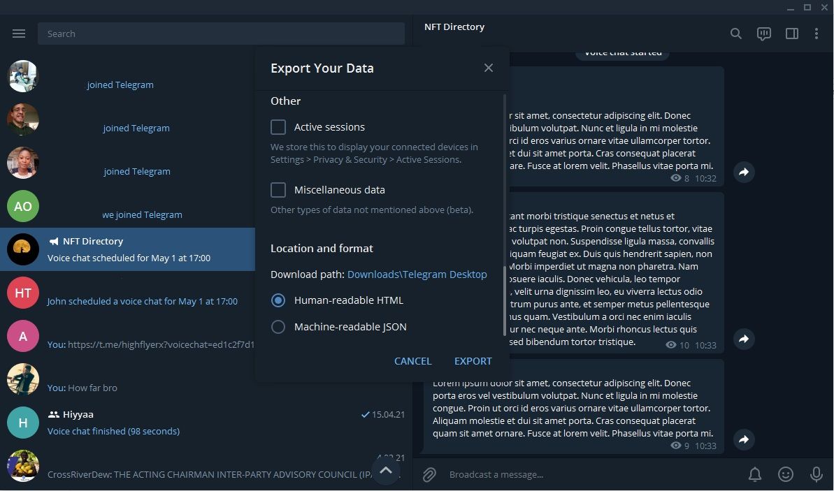 Как удалить аккаунт Telegram и экспортировать данные