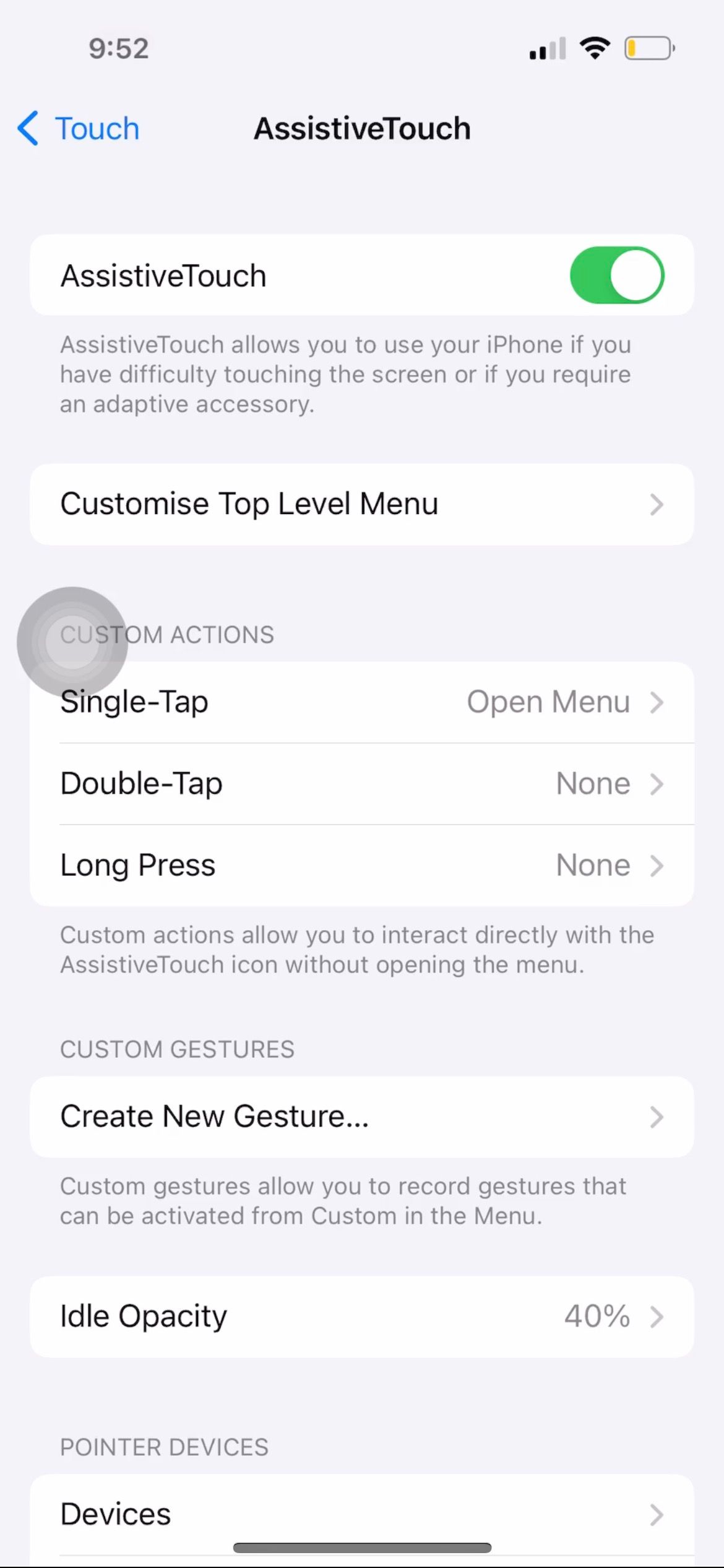плавающая кнопка AssistiveTouch на iPhone