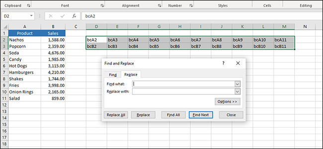 Окно поиска и замены