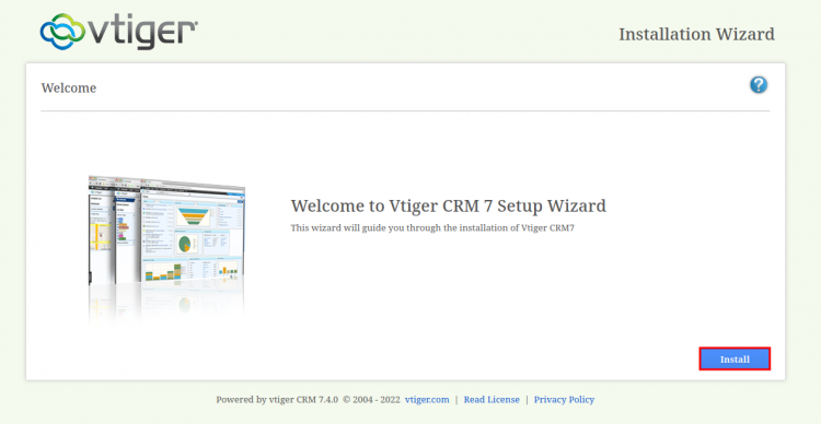 запуск установки vTiger CRM