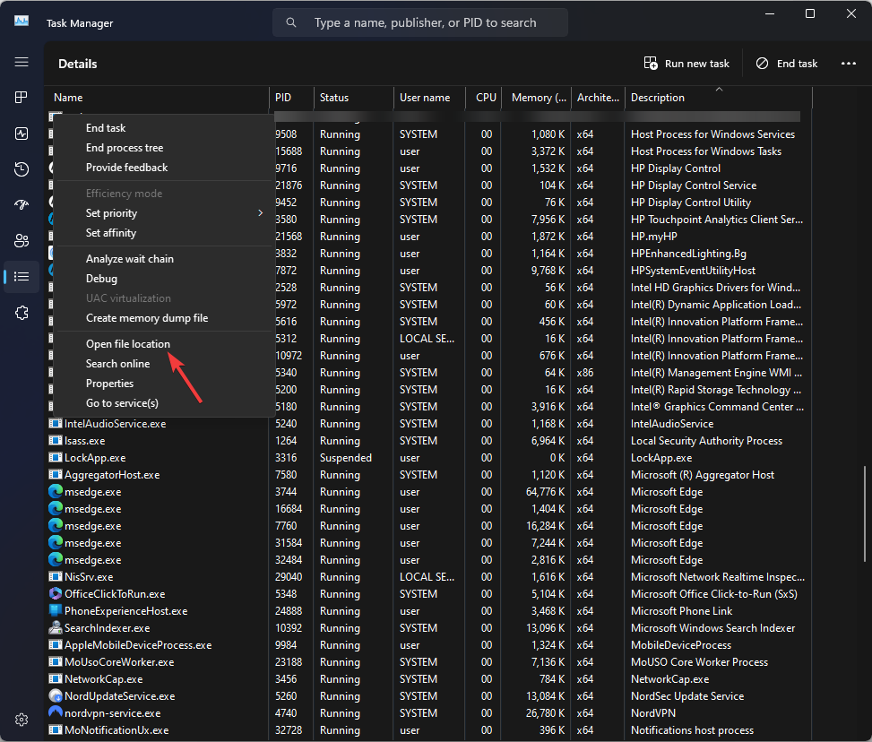 Open file location Mscorsvw.exe