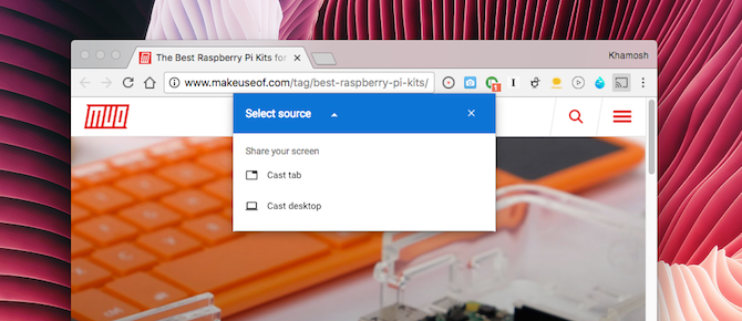 Chromecast: интерфейс передачи экрана