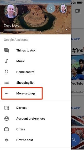 Экран дополнительных настроек в приложении Google Home