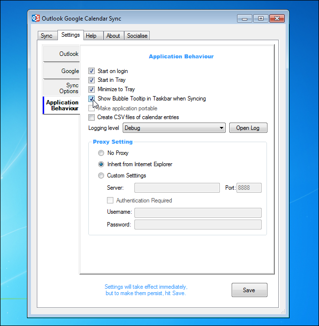 Параметры поведения приложения