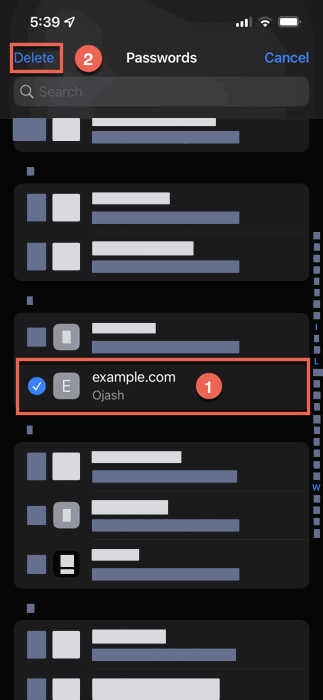 Изображение: Подтверждение удаления выбранных паролей