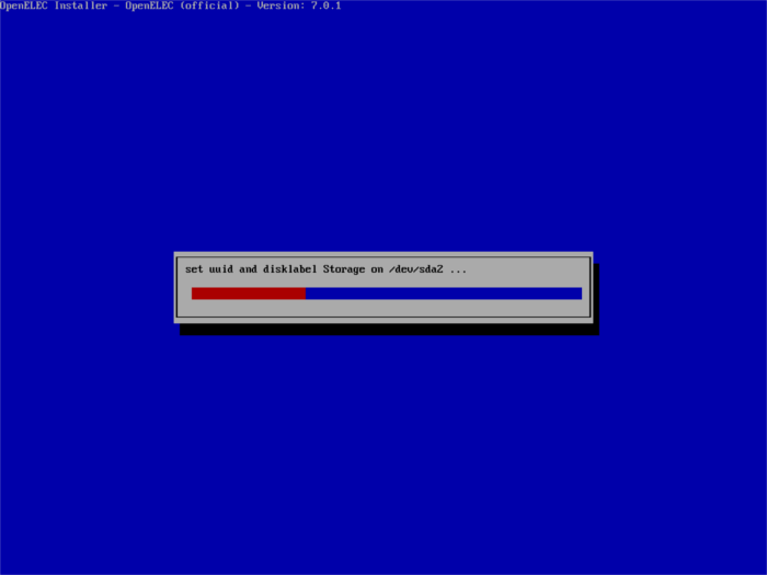 Процесс установки OpenELEC на диск