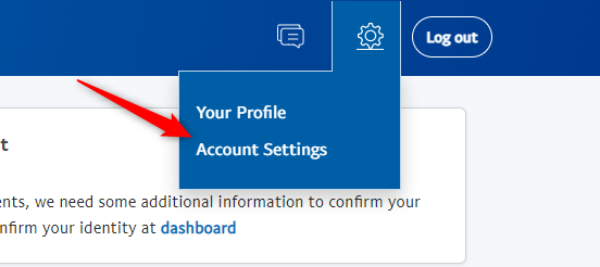 Пункт Account Settings в выпадающем меню