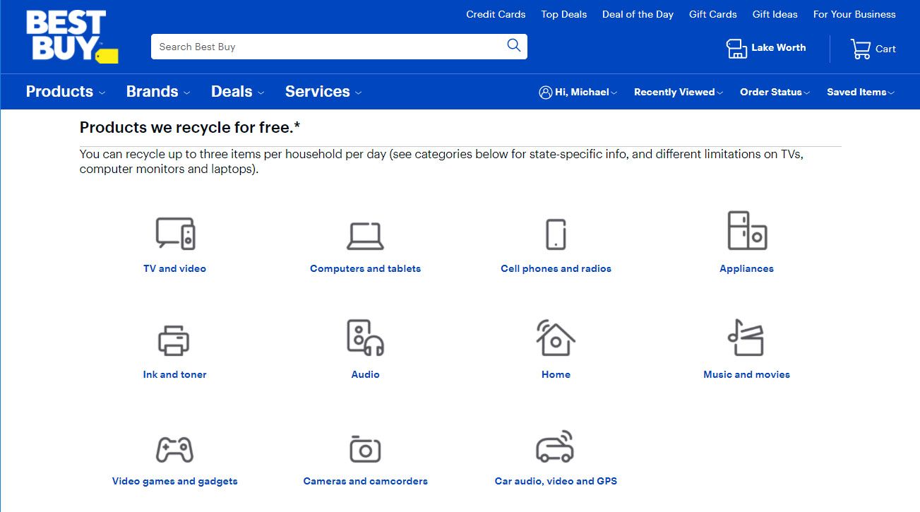 Страница переработки техники в магазине