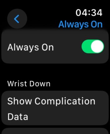 Переключатель всегда включенного дисплея на Apple Watch