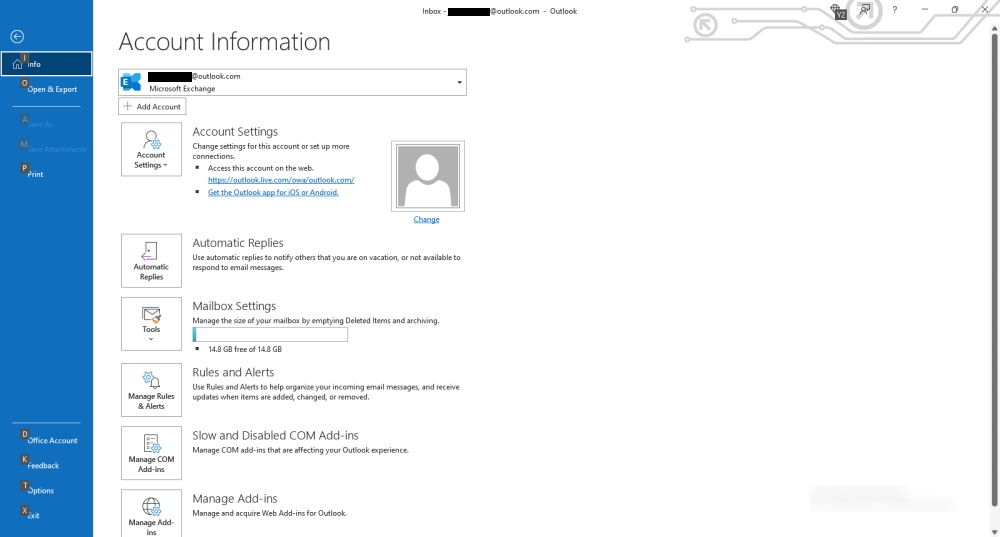 KeyTips в Outlook после нажатия F — меню Файл