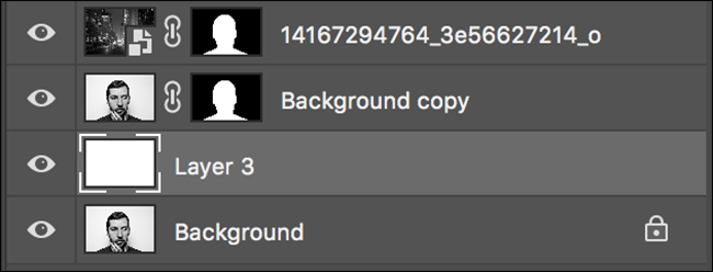 Структура слоёв: белый слой под копией фона