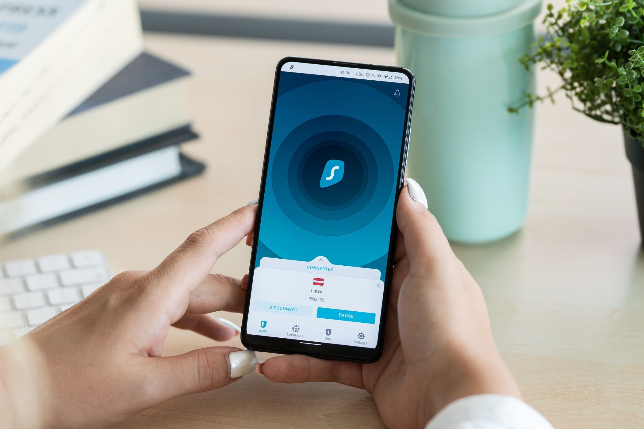 surfshark vpn running on phone