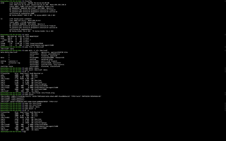 Монтирование EBS