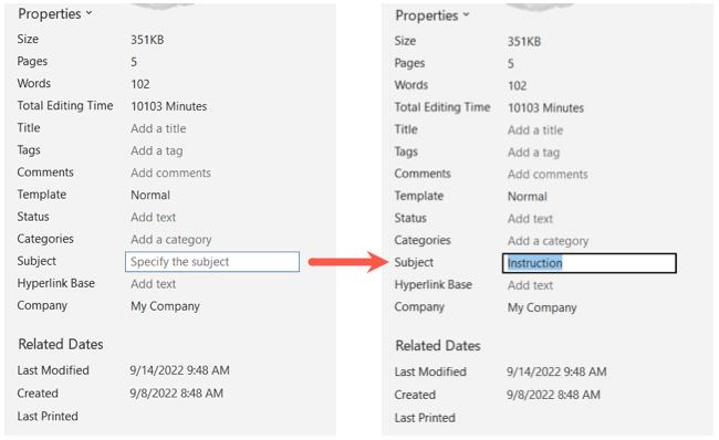 Добавлено свойство Subject в документ