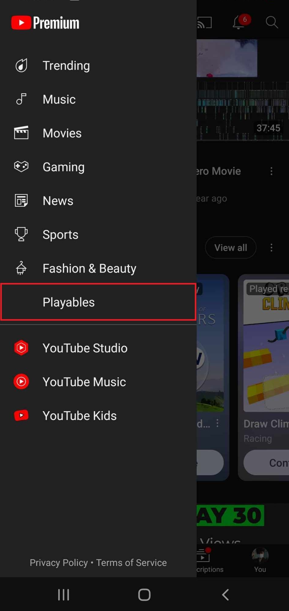 Мобильный раздел Исследовать с блоком Playables