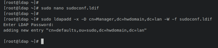 Добавление конфигурации sudoconf в OpenLDAP