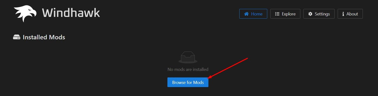 Опция Browse for Mods в приложении Windhawk.