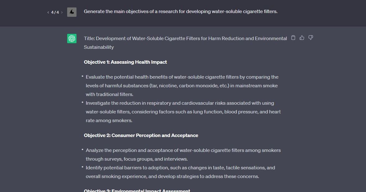 Генерация целей предложения с помощью ChatGPT