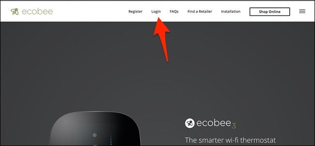 Экран входа в аккаунт Ecobee: форма логина