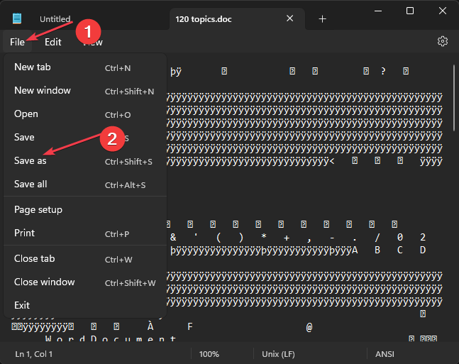 Сохранение файла в Блокноте