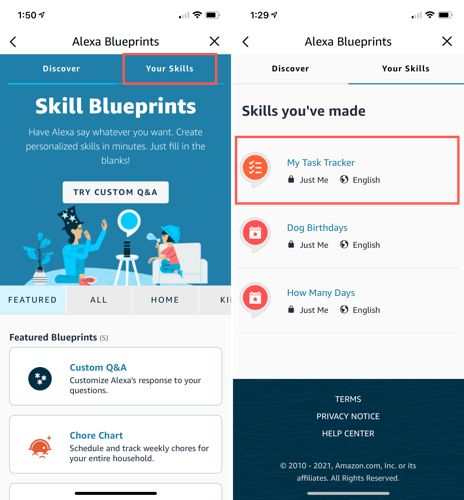 Tap Your Skills and select one to edit it