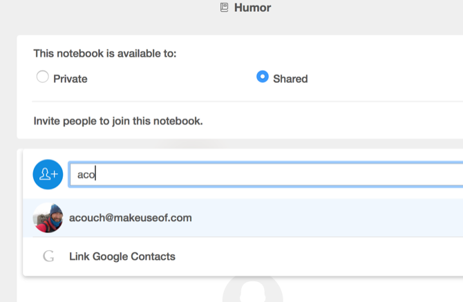 Окно совместного доступа с правами пользователей