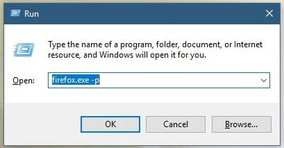 Окно с перечнем профилей и опциями управления