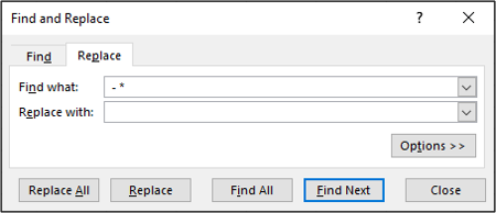 Использование подстановочных символов в Найти и заменить