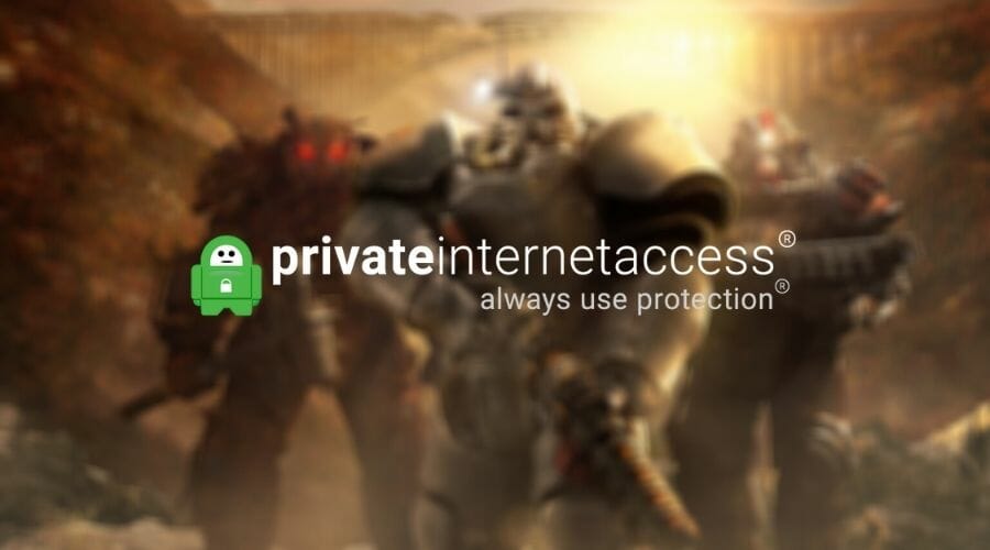 Application Private Internet Access affichée avec Fallout 76