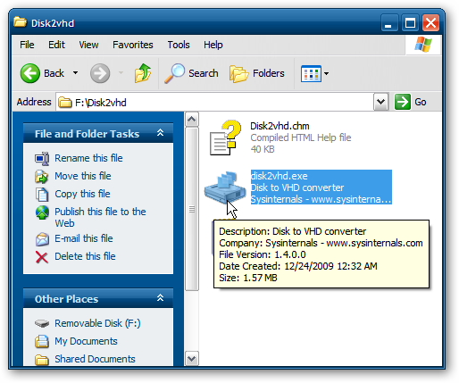 Disk2vhd: конвертация физического ПК в VHD