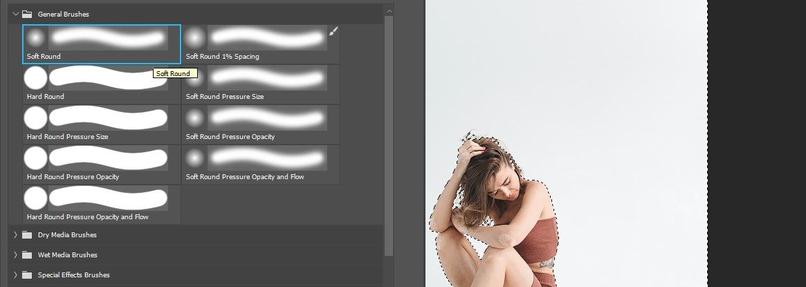 Шаг 2: Мягкая круглая кисть в Photoshop