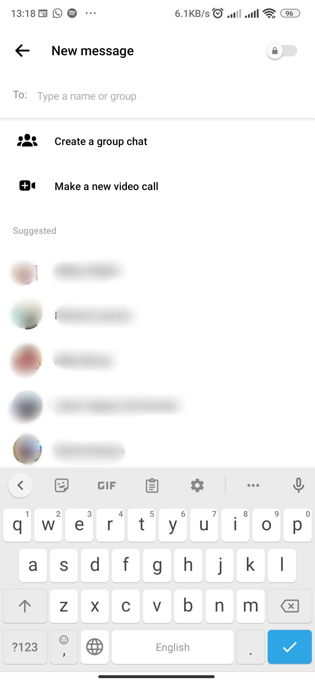 Создание новой цепочки чата в Facebook Messenger