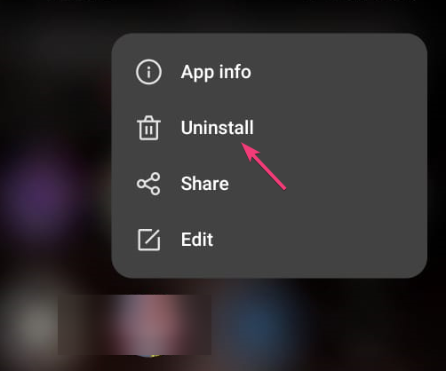 Удаление приложения Paramount Plus перед переустановкой
