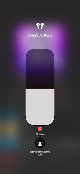 Нажмите кнопку Пространственное аудио под ползунком громкости, чтобы выбрать тип пространственного звука.