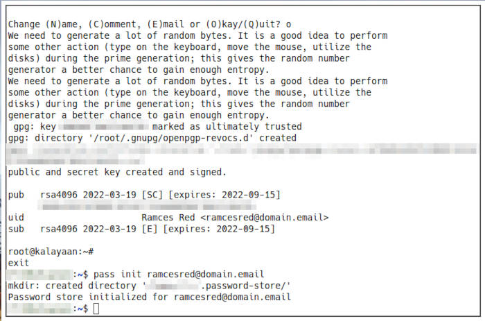 Инициализация pass в домашней директории