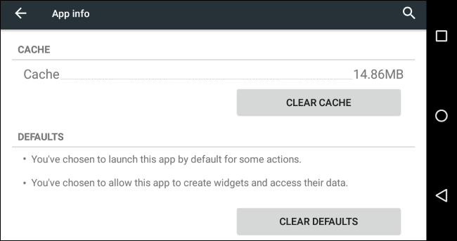 Экран параметров приложения с кнопкой очистки настроек по умолчанию