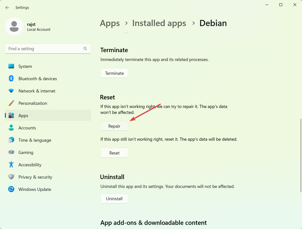 Кнопка Восстановить