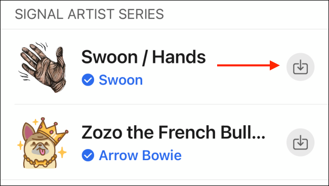 Нажмите Скачать рядом с пакетом стикеров