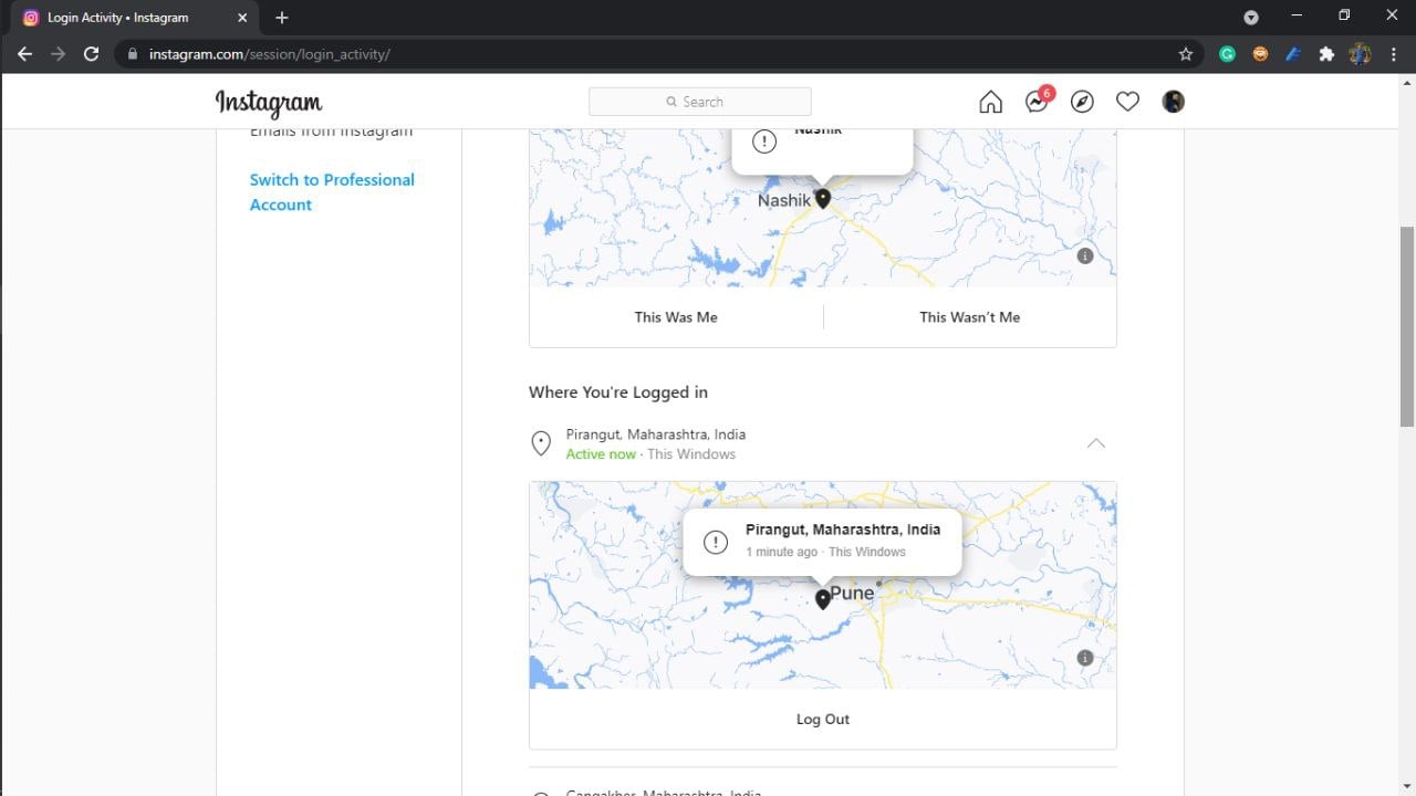 вошедшие устройства instagram pc